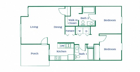 2 bedroom floor plan at Embarq Apartments
